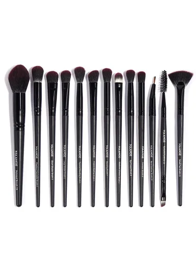 13Pcs Eye Makeup Brush Set for Eyeshadow Eyeliner &amp; Blending MAG5818 - Black-Black