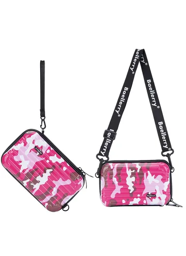 Women's Shoulder Bag Camouflage Style Crossbody Bag Phone Wallet Carrying Pouch N1207 (L19 x W1 x D6)cm - Red