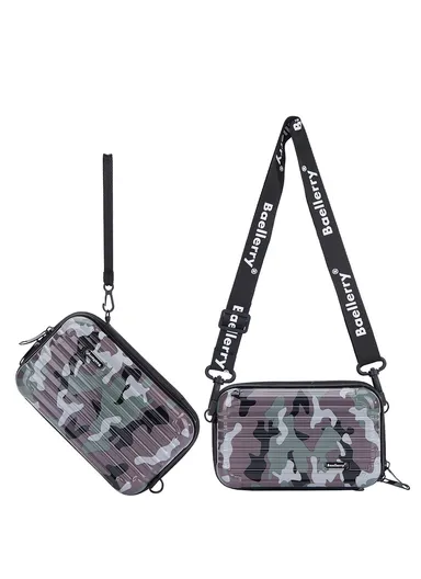 Women's Shoulder Bag Camouflage Style Crossbody Bag Phone Wallet Carrying Pouch N1207 (L19 x W1 x D6)cm - Grey