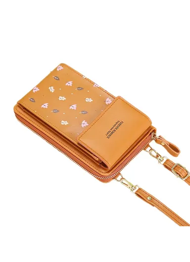 Women's Crossbody Shoulder Bag Multifunctional Mobile Phone Clutch Bag Large Capacity Wallet Purse SJBBW-1008 (L18 x W11 x D4)cm - Brown