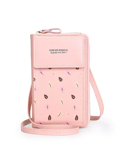 Women's Crossbody Shoulder Bag Multifunctional Mobile Phone Clutch Bag Large Capacity Wallet Purse SJBBW-1008 (L18 x W11 x D4)cm - Pink