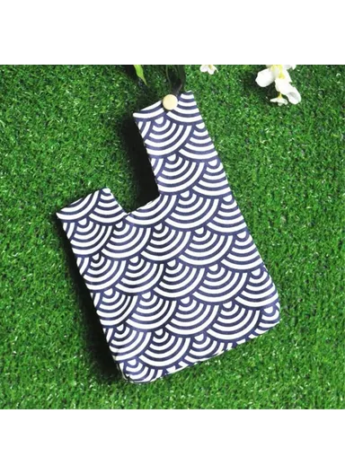 TZ Japanese Style Portable Purse Wrist Bag Fashionable Pattern Canvas Tote Handbag (W24 x L33)cm - Wave