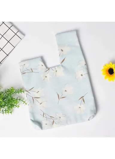 TZ Japanese Style Portable Purse Wrist Bag Fashionable Pattern Canvas Tote Handbag (W24 x L33)cm - Daffodils
