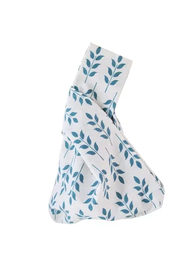 TZ Japanese Style Portable Purse Wrist Bag Fashionable Pattern Canvas Tote Handbag (W24 x L33)cm - Wheat