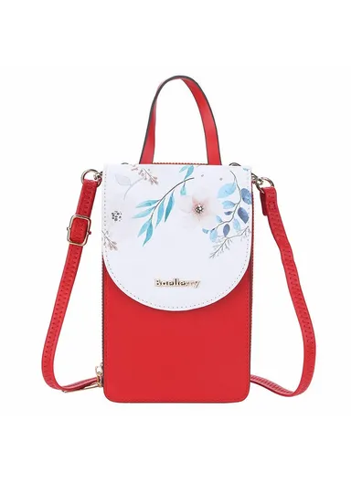 Women Touch Screen Crossbody Bag Multifunctional Phone Purse Clear Window Shoulder Pouch N8621 (L18 x W11.5 x D7)cm - Red