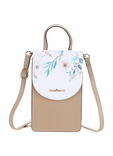 Women Touch Screen Crossbody Bag Multifunctional Phone Purse Clear Window Shoulder Pouch N8621 (L18 x W11.5 x D7)cm - Apricot