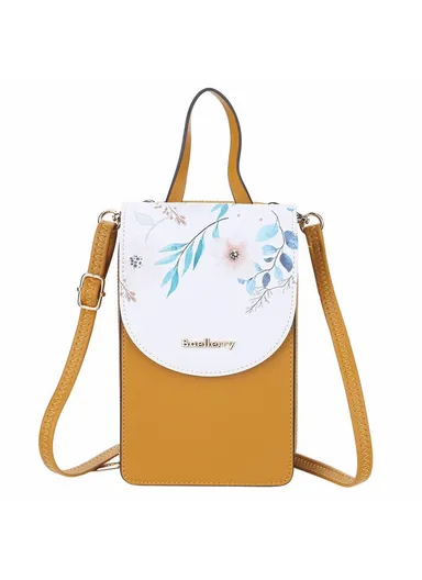 Women Touch Screen Crossbody Bag Multifunctional Phone Purse Clear Window Shoulder Pouch N8621 (L18 x W11.5 x D7)cm - Yellow