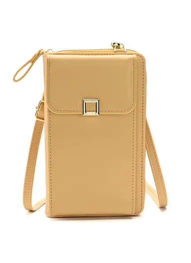 Phone Carrying Pouch Women Crossbody Shoulder Bag PU Leather Wallet Card Holder Bag 5725 (W11 x D5 x H18)cm - Yellow