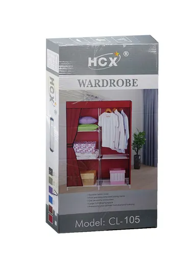 Large Capacity Plastic &amp; Stainless Steel Portable Wardrobe Storage Cabinet CL-150 (W150 x D45 x H170)cm - Purple