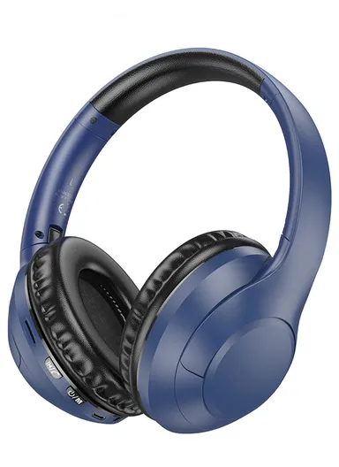 Wireless Bluetooth Noise Cancelling Over Ear Headset Headphones BO23 - Navy Blue