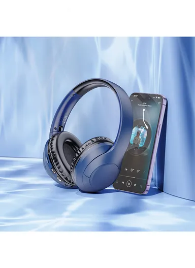 Wireless Bluetooth Noise Cancelling Over Ear Headset Headphones BO23 - Navy Blue