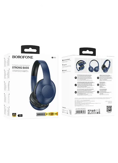 Wireless Bluetooth Noise Cancelling Over Ear Headset Headphones BO23 - Navy Blue
