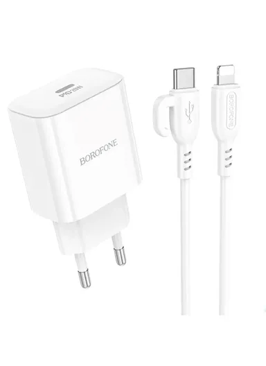 PC PD20W AC Power Adapter With Type C - Lightning Cable BA81A (L3.7 x W4.2 x H7.9)cm - White