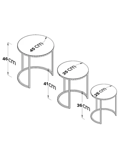 3Pcs/Set Round Coffee Tables Wood Top Home with Golden Legs for Sofa Bedside XJ-114