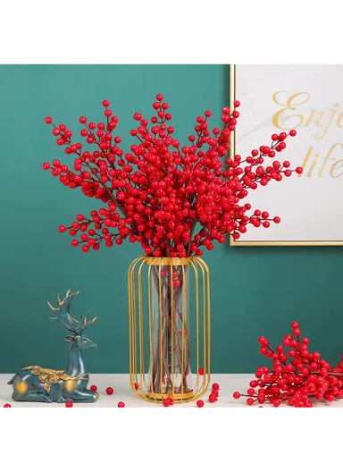 Flower Vase with Gold Metal Stand, Desktop Plant Vases with Glass Tube for Home Office &amp; Decoration (D11 x H17) - Gold