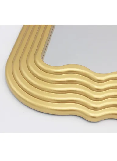 Wave Pattern Makeup Mirror, Decorative Wall Mirror, Irregular Frame Mirror for Bathroom, Bedroom, Living Room &amp; Entryway S-2026 (L42 x W25 x T3)cm - Gold