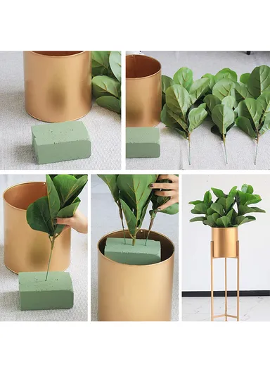 Metal Floor Flower Stands, Flower Pots, Plant Stand, Planter Pots, Flower Holders for Home Decoration (H55 x D18)cm - Gold