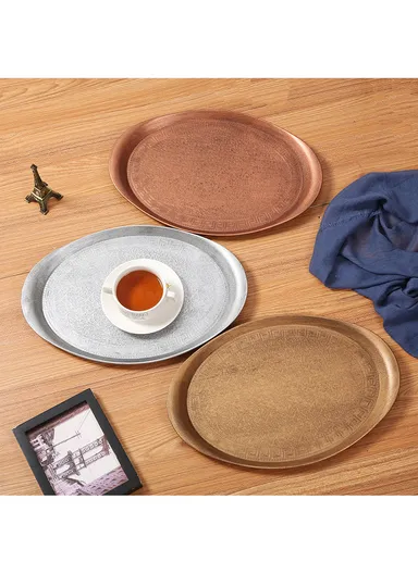 Oval Anti-slip Food Tray For Home, Cafeteria, Restaurants, Delis, Bakeries, Crafts and Organization(L38 x W27)cm 