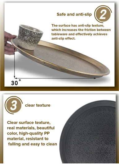 Anti-slip Food Tray For Home, Cafeteria, Restaurants, Delis, Bakeries, Crafts and Organization 30cm 