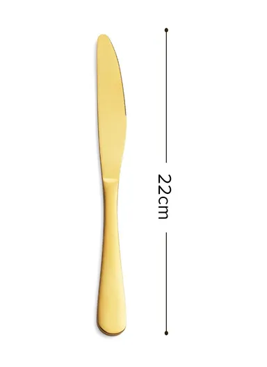 12 Pieces SS304 Dinner Knife Set 22cm - Gold