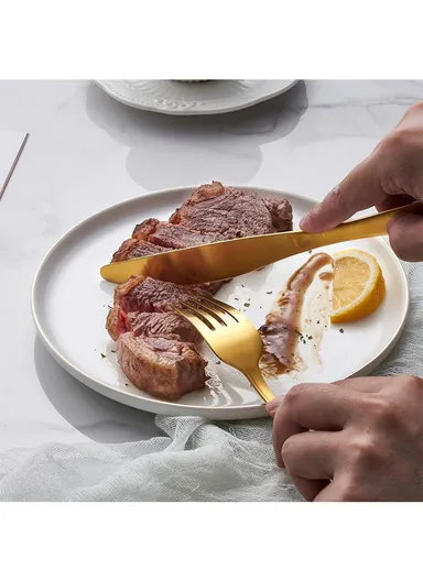 12 Pieces SS304 Dinner Knife Set 22cm - Gold