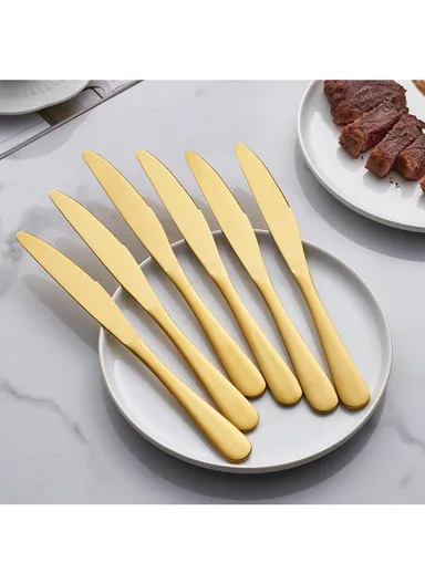 12 Pieces SS304 Dinner Knife Set 22cm - Gold