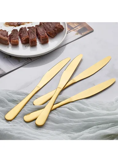 12 Pieces SS304 Dinner Knife Set 22cm - Gold