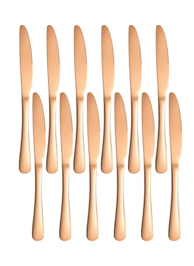 12 Pieces SS304 Dinner Knife Set 22cm -Rose Gold