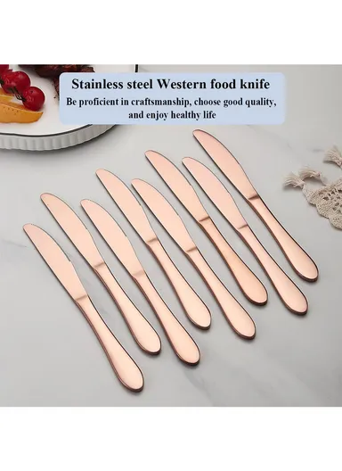 12 Pieces SS304 Dinner Knife Set 22cm -Rose Gold