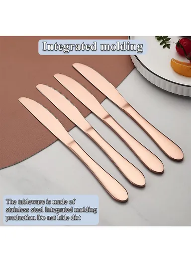 12 Pieces SS304 Dinner Knife Set 22cm -Rose Gold