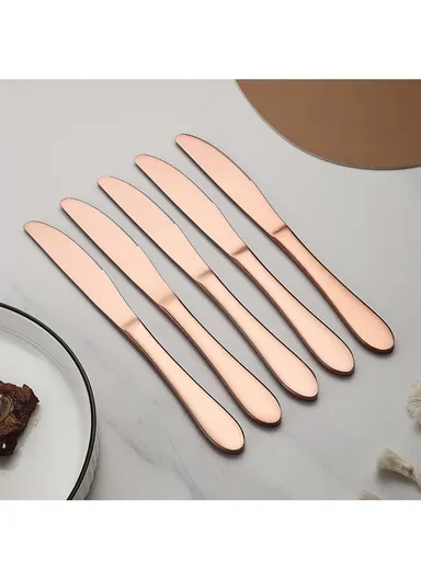 12 Pieces SS304 Dinner Knife Set 22cm -Rose Gold