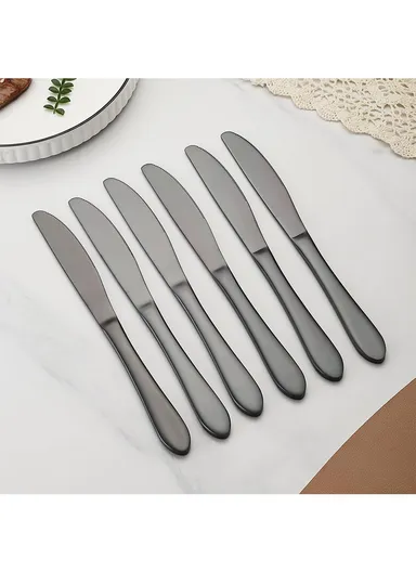 12 Pieces SS304 Dinner Knife Set 22cm - Black