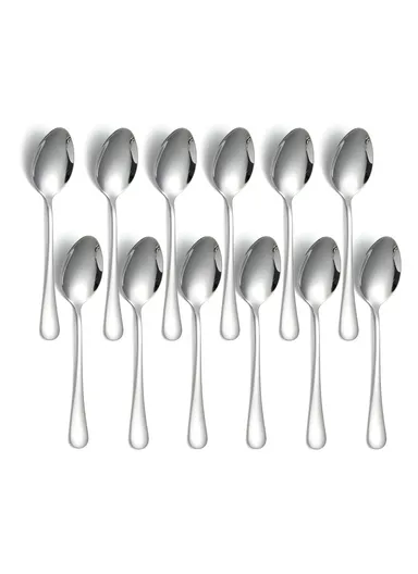 12 Pieces SS304 Dinner Spoon Set (L20)cm L - Silver