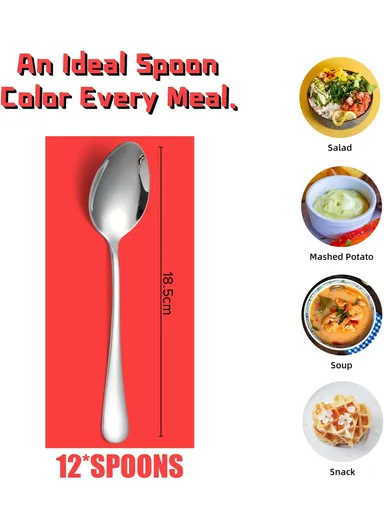 12 Pieces SS304 Tea Spoon Set (L18)cm M - Silver