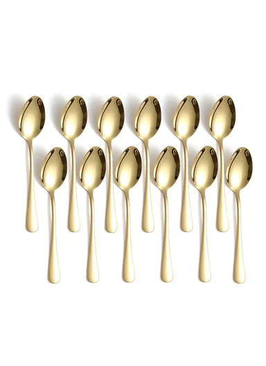 12 Pieces SS304 Tea Spoon Set (L18)cm M - Gold