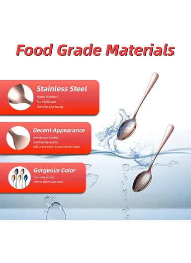 12 Pieces SS304 Tea Spoon Set (L18)cm M - Rose Gold