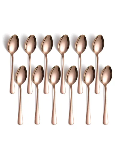 12 Pieces SS304 Tea Spoon Set (L17)cm S - Rose Gold
