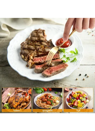 12 Pieces SS304 Dinner Fork Set (L21)cm L - Gold