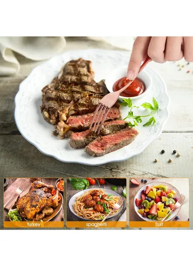 12 Pieces SS304 Dinner Fork Set (L21)cm L - Rose Gold