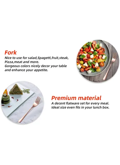 12 Pieces SS304 Dinner Fork Set (L21)cm L - Rose Gold