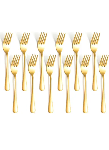12 Pieces SS304 Dinner Fork Set (L19)cm M - Gold