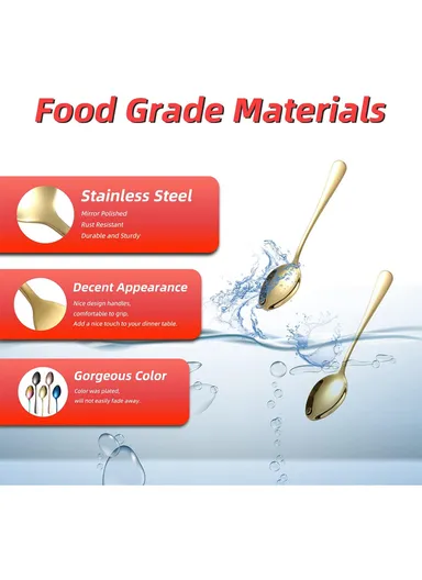 6 Pieces SS304 Tea Spoon Set (L14)cm - Gold