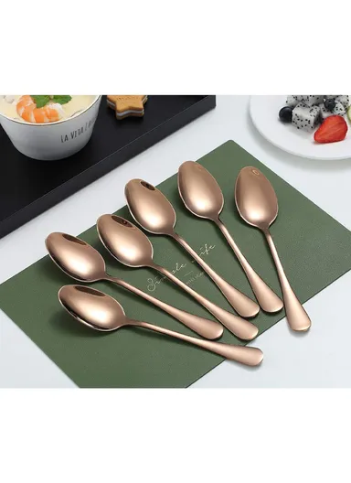 6 Pieces SS304 Tea Spoon Set (L14)cm - Rose Gold