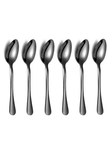 6 Pieces SS304 Tea Spoon Set (L14)cm - Black
