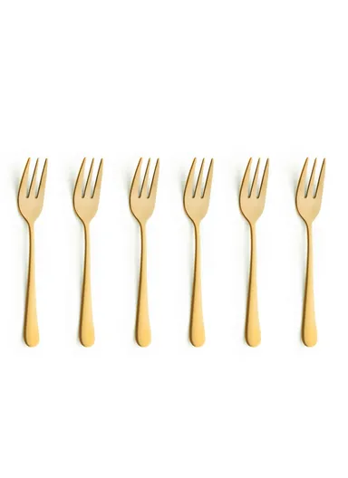 6 Pieces SS304 Dessert Fork Set (L14)cm - Gold