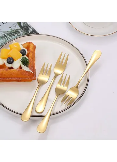 6 Pieces SS304 Dessert Fork Set (L14)cm - Gold
