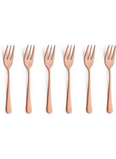 6 Pieces SS304 Dessert Fork Set (L14)cm - Rose Gold