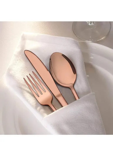 24 Pcs Cutlery Set SS410 for Home &amp; Restaurant Knives Forks Spoons - Rose Gold