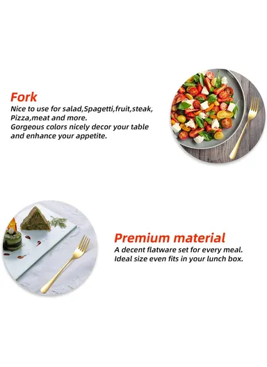 12 Pieces SS304 Dinner Fork Set (L17)cm S - Gold