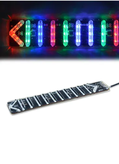 1PC Motorcycle Colorful Adhesive Flash Direction Lamp Stop Indicator Tail Light Flowing Water Lights Arrow License Plate Turn Brake Light (L30 x W3.2)cm